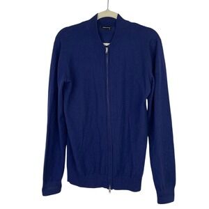Collars & Co Mens Merino Wool Full Zip Up Cardigan‎ Sweater Preppy Blue Size S